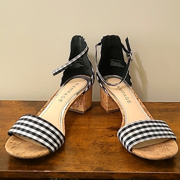 Rampage sandals with Black and White Gingham Pattern Size 8.5 - Picture 1 of 9